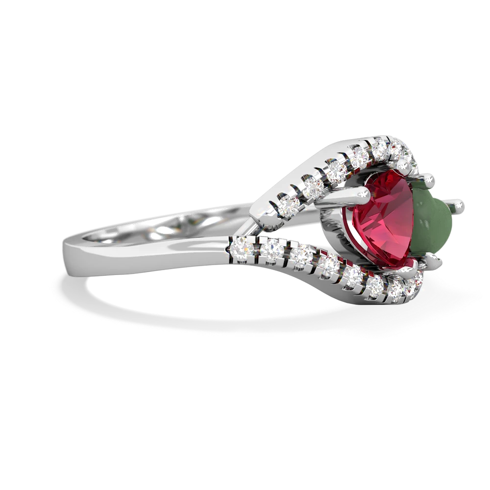 Lab Ruby Mother And Child 14K White Gold ring R3010