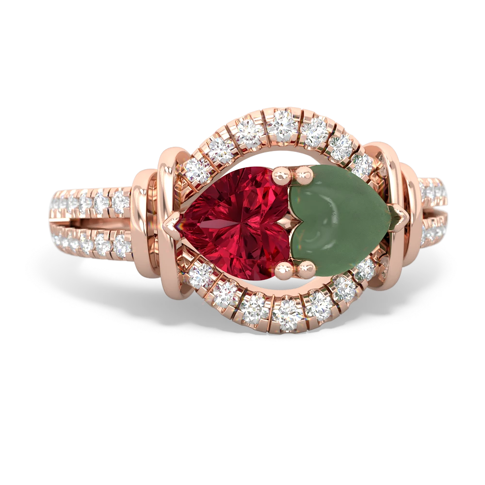 Lab Ruby Art-Deco Keepsake 14K Rose Gold ring R5630