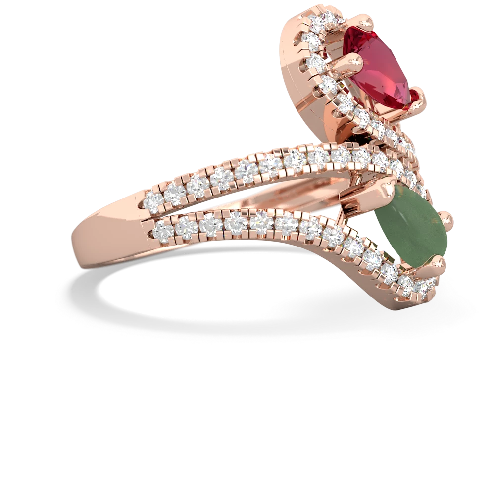 Lab Ruby Diamond Dazzler 14K Rose Gold ring R3000