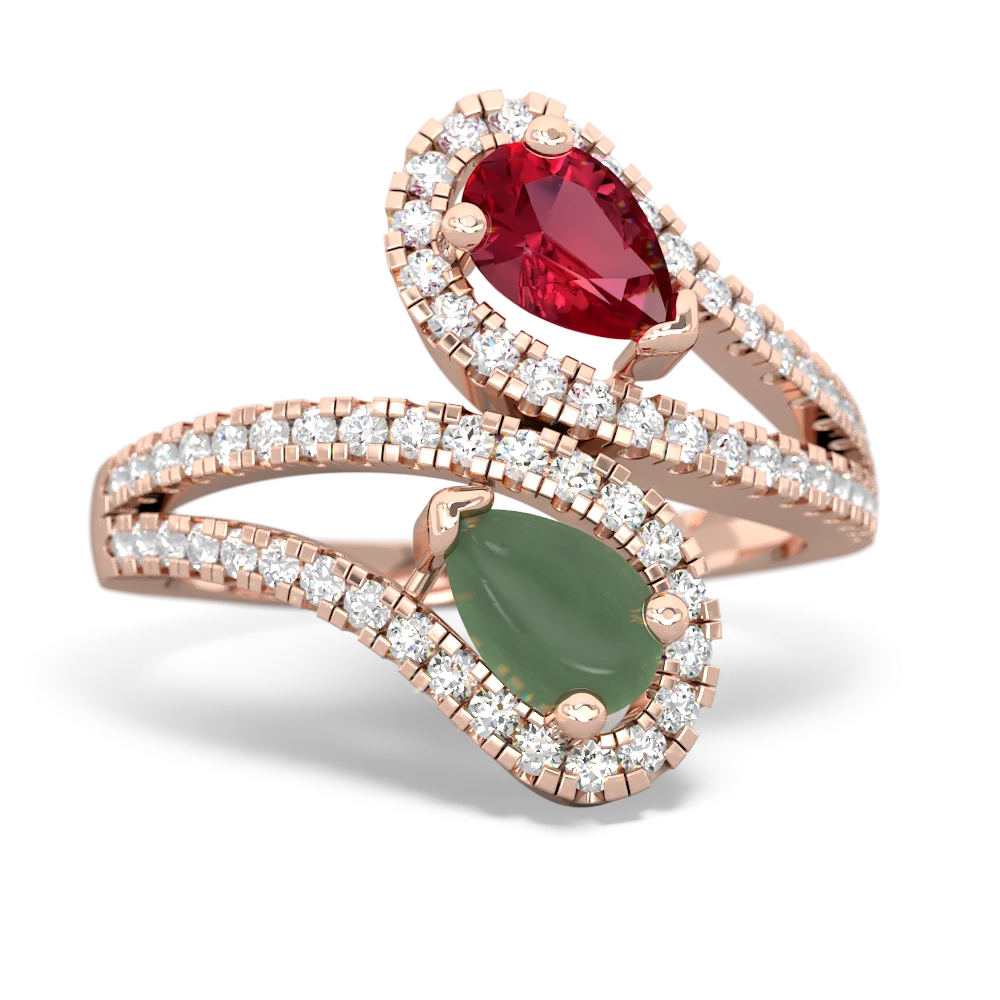 Lab Ruby Diamond Dazzler 14K Rose Gold ring R3000