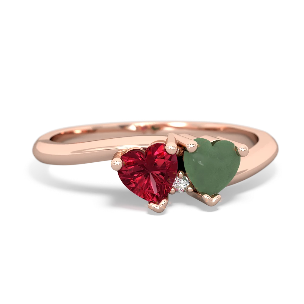 Lab Ruby Sweethearts 14K Rose Gold ring R5260