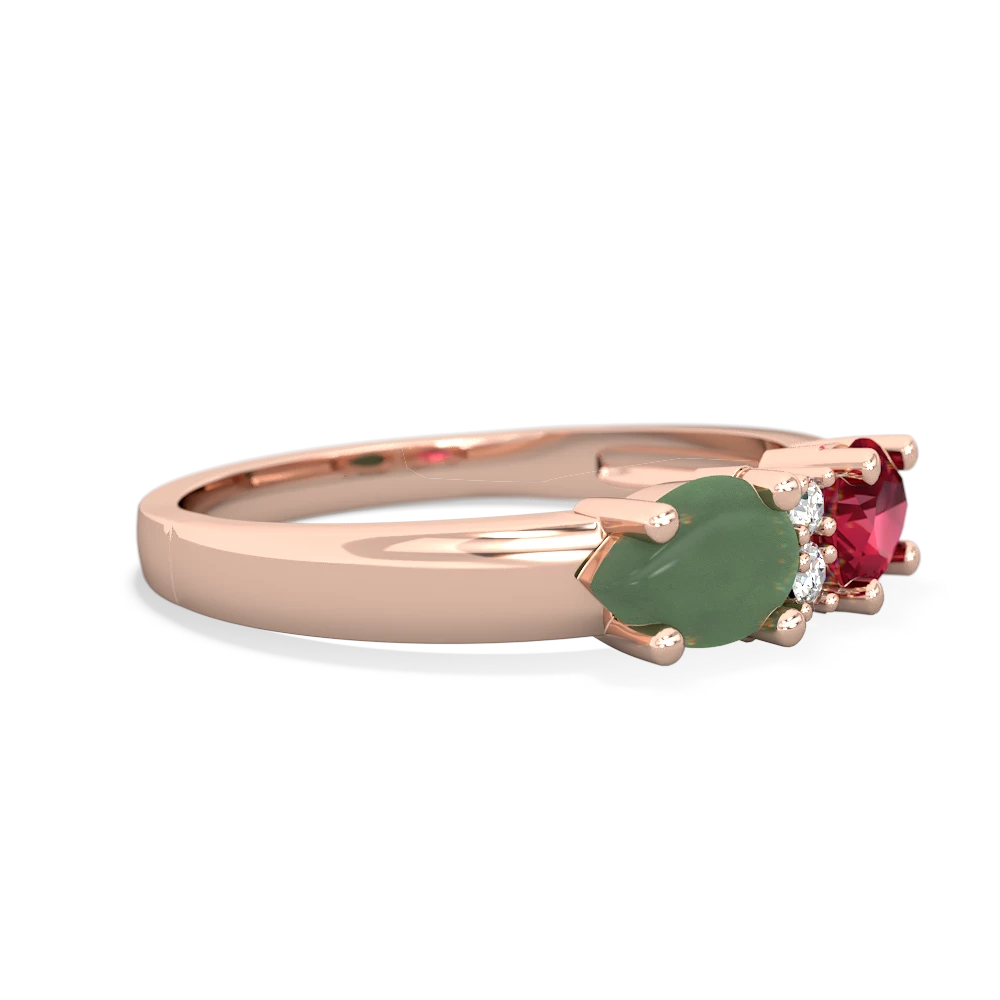 Lab Ruby Pear Bowtie 14K Rose Gold ring R0865