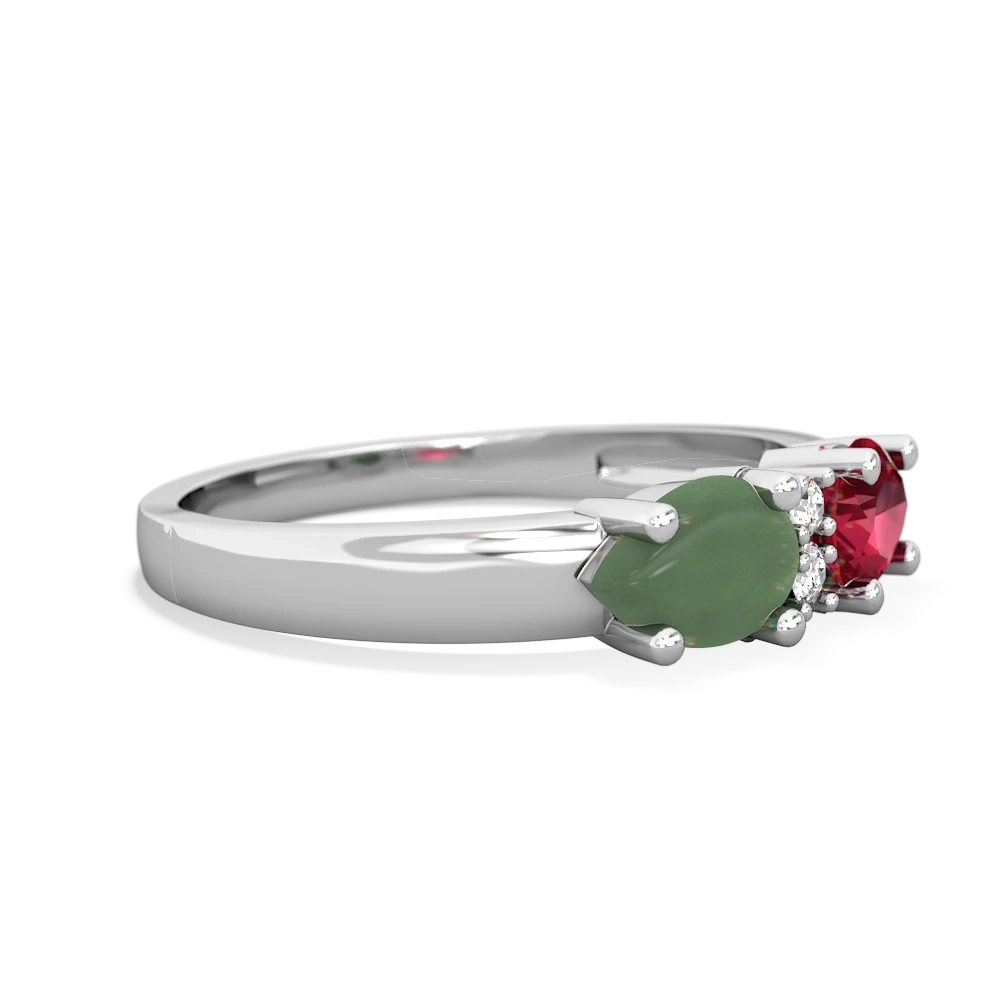 Lab Ruby Pear Bowtie 14K White Gold ring R0865