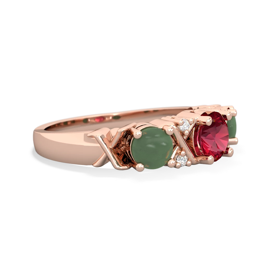 Lab Ruby Hugs And Kisses 14K Rose Gold ring R5016