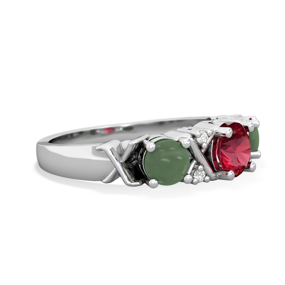 Lab Ruby Hugs And Kisses 14K White Gold ring R5016