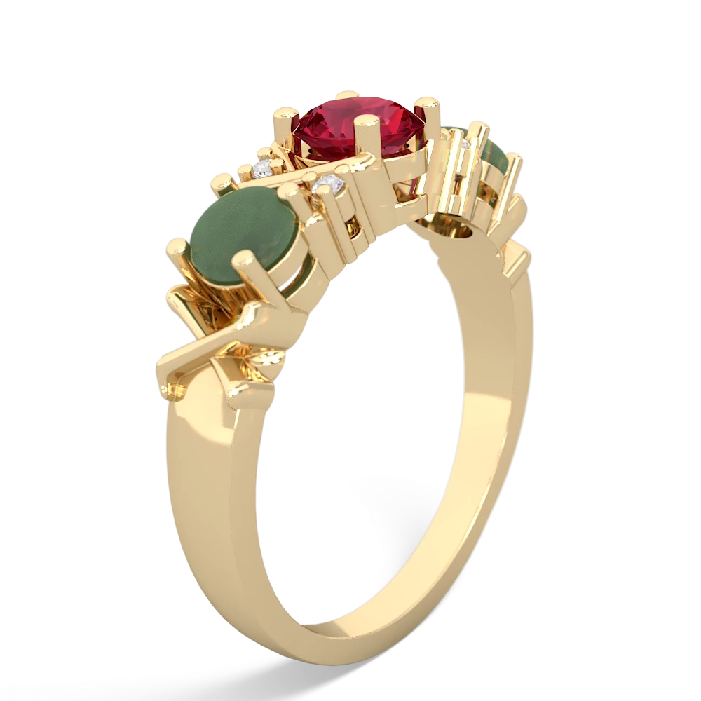 Lab Ruby Hugs And Kisses 14K Yellow Gold ring R5016