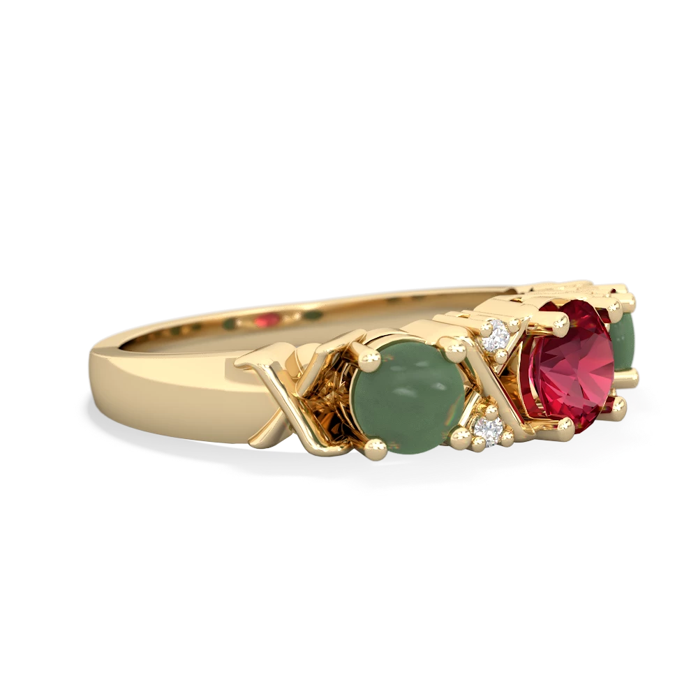 Lab Ruby Hugs And Kisses 14K Yellow Gold ring R5016