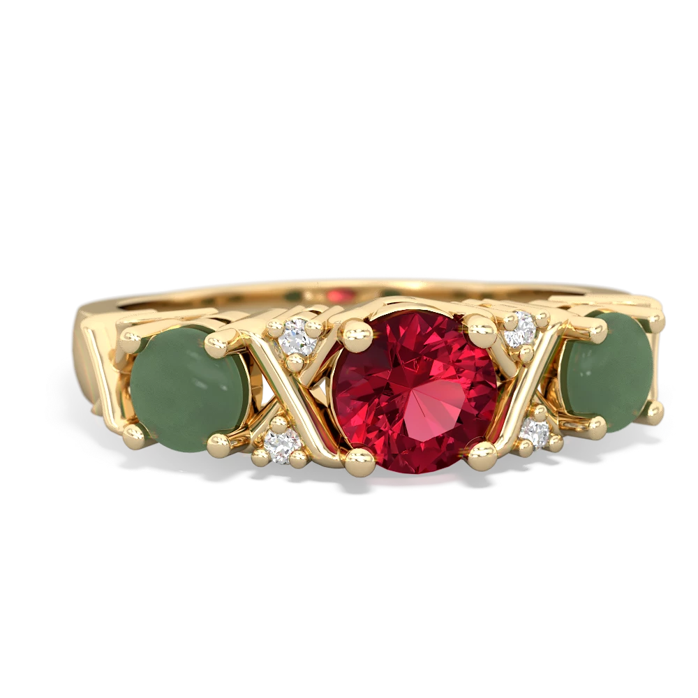 Lab Ruby Hugs And Kisses 14K Yellow Gold ring R5016