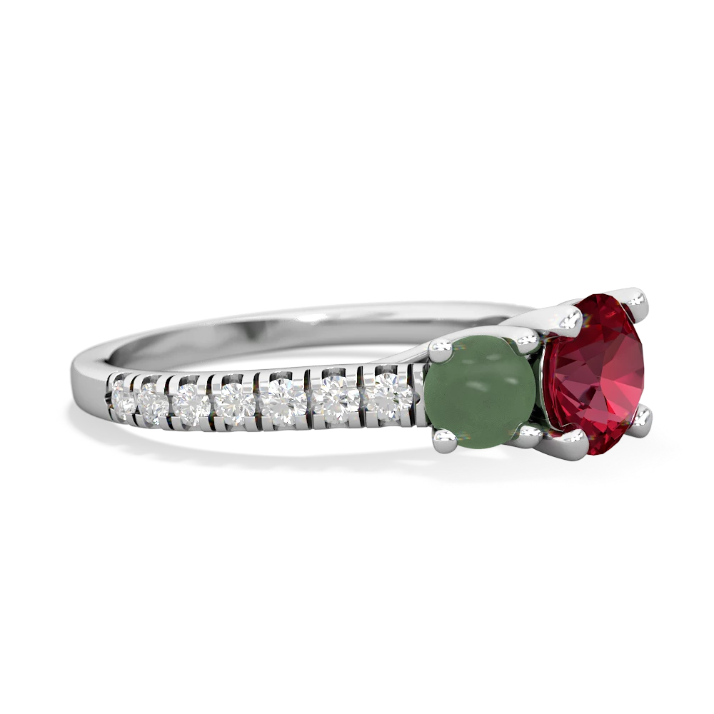 Lab Ruby Pave Trellis 14K White Gold ring R5500