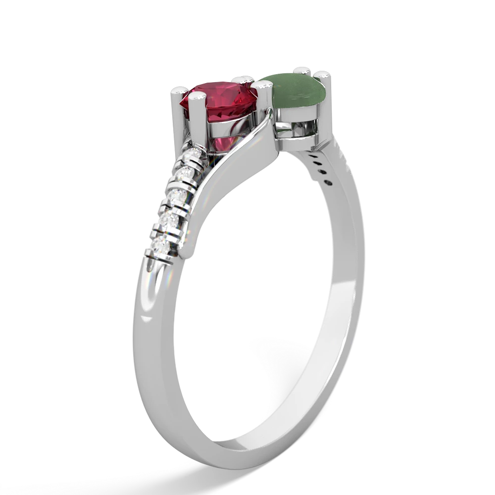 Lab Ruby Infinity Pave Two Stone 14K White Gold ring R5285