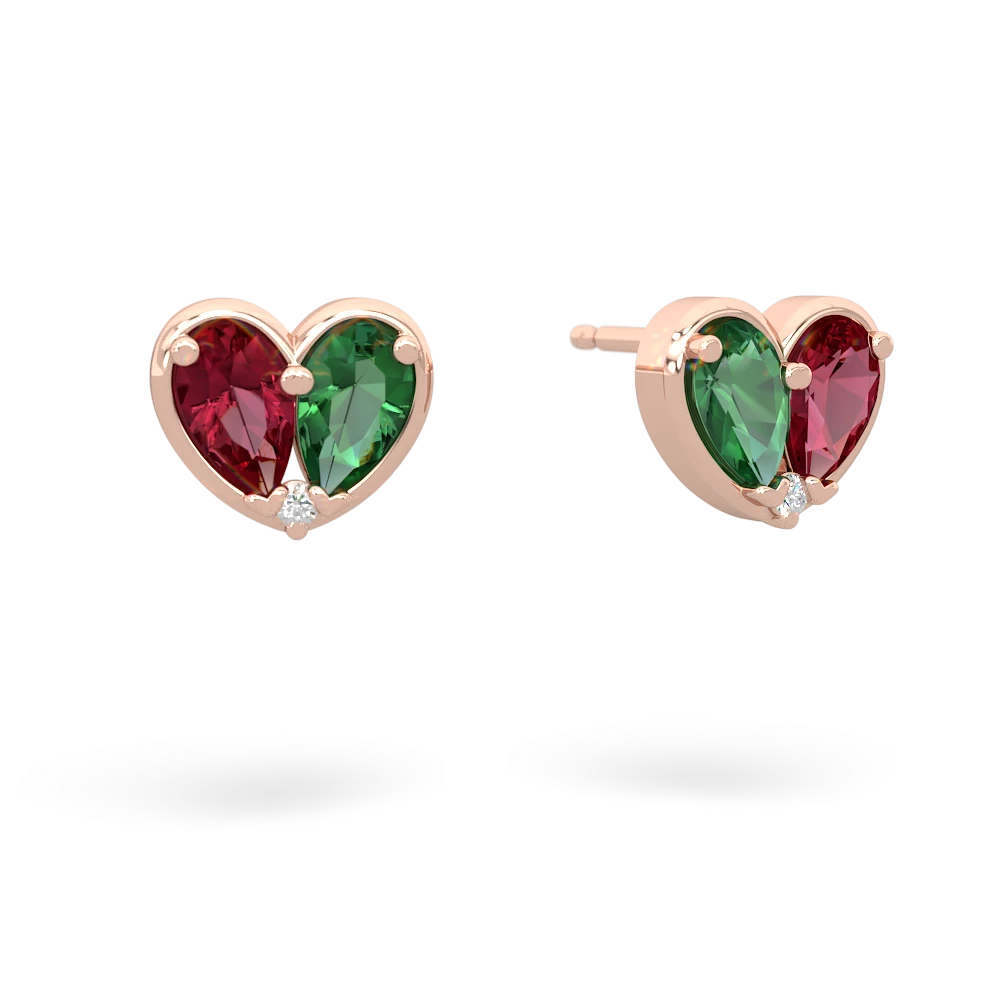 Lab Ruby 'Our Heart' 14K Rose Gold earrings E5072