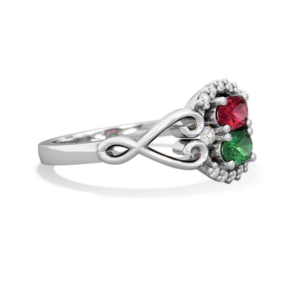 Lab Ruby Love Nest 14K White Gold ring R5860