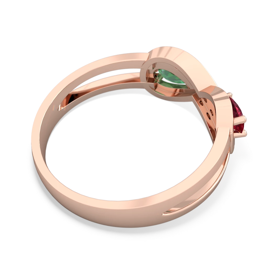 Lab Ruby Diamond Infinity 14K Rose Gold ring R5390