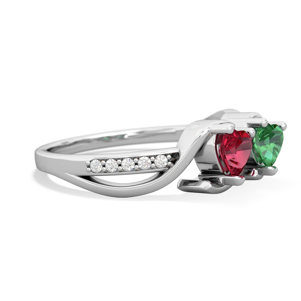 Lab Ruby Side By Side 14K White Gold ring R3090