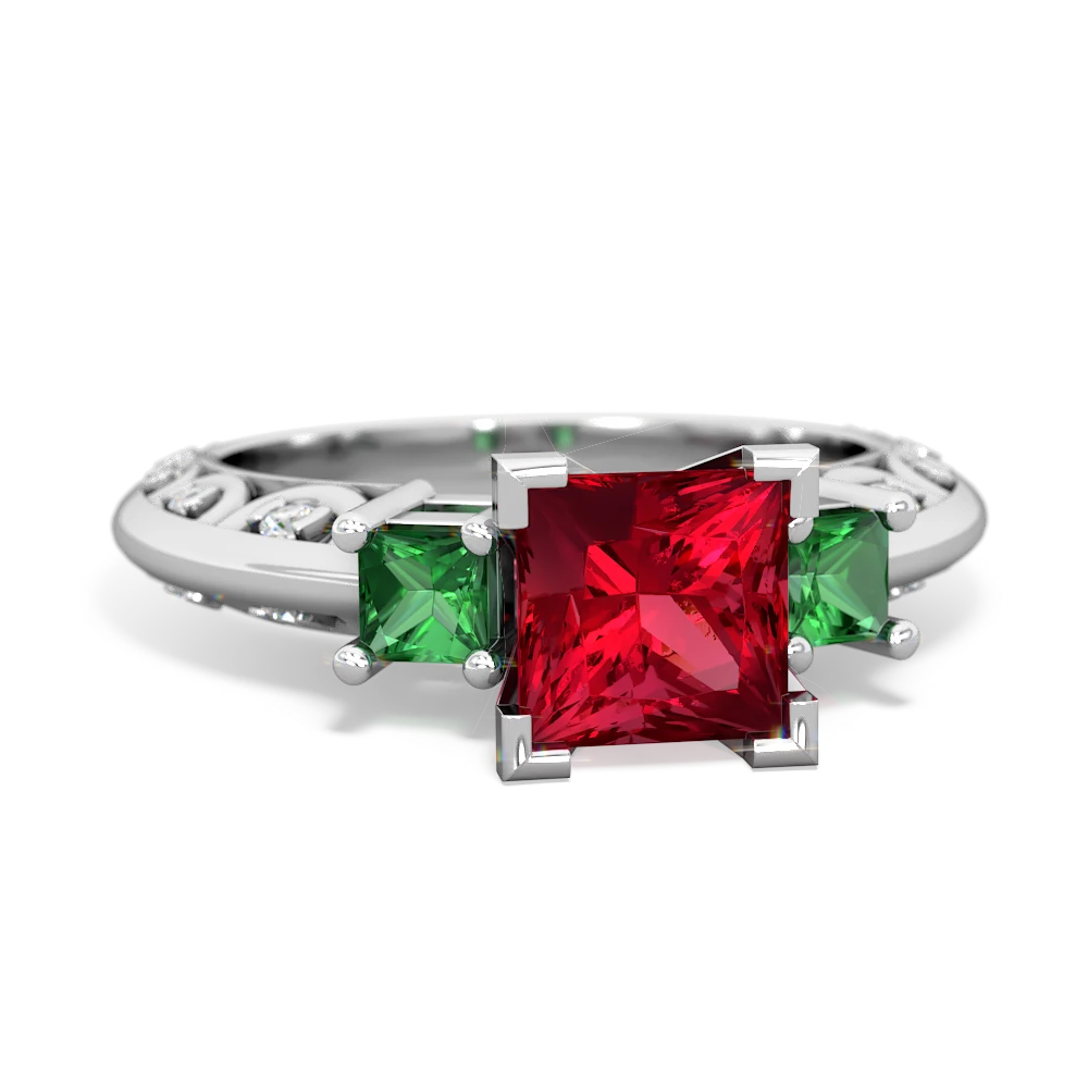 Lab Ruby Eternal Embrace Engagement 14K White Gold ring C2001