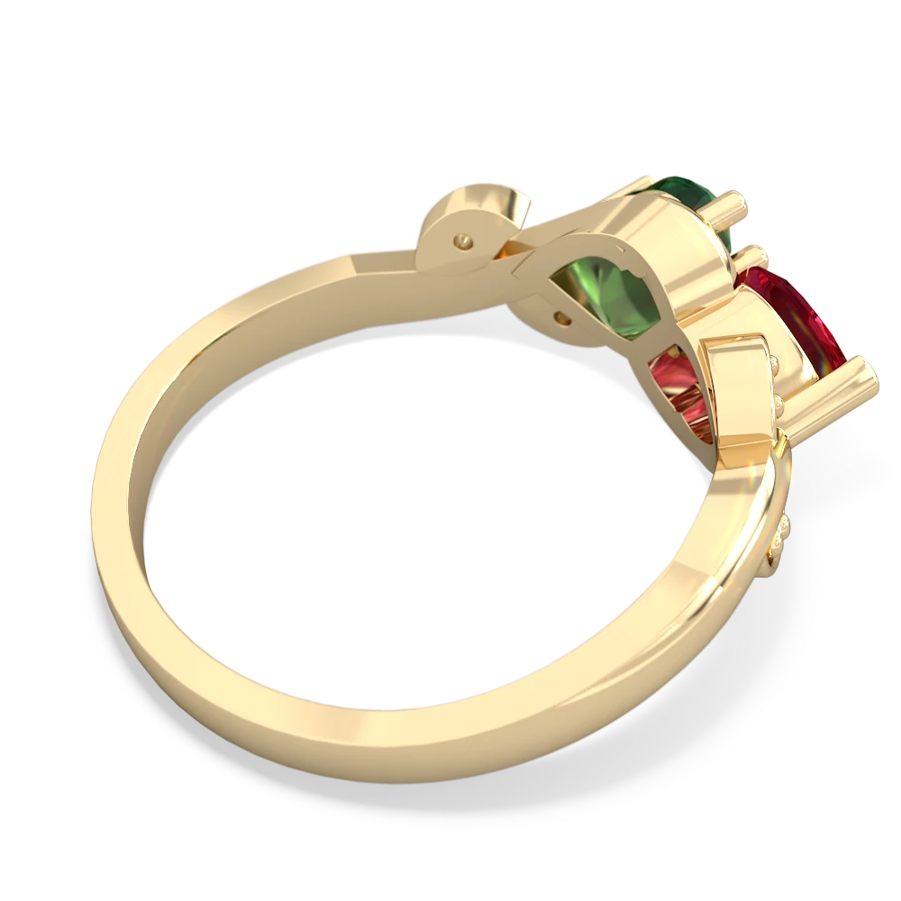 Lab Ruby Floral Elegance 14K Yellow Gold ring R5790