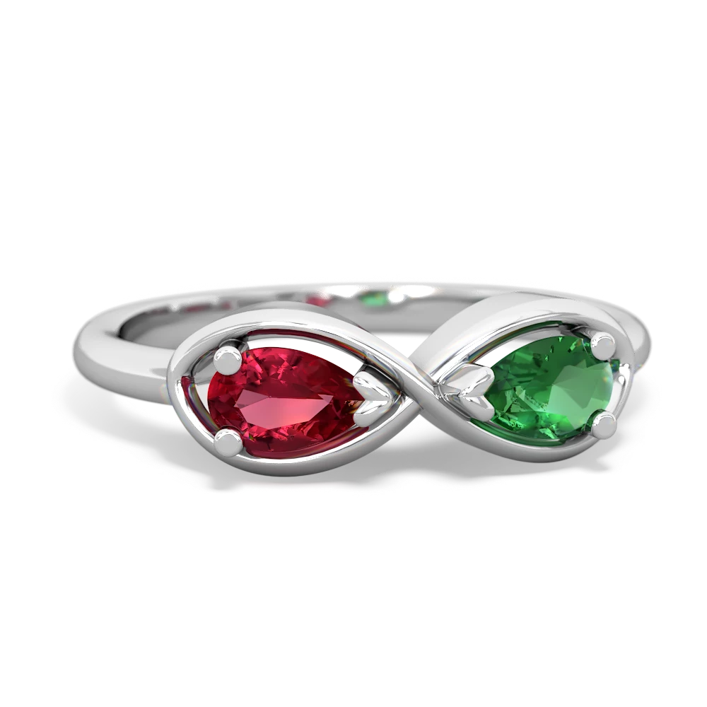 Lab Ruby Infinity 14K White Gold ring R5050