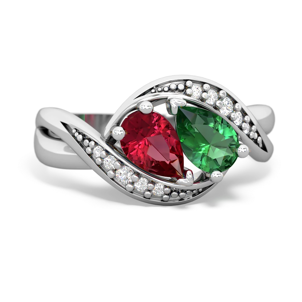 Lab Ruby Summer Winds 14K White Gold ring R5342
