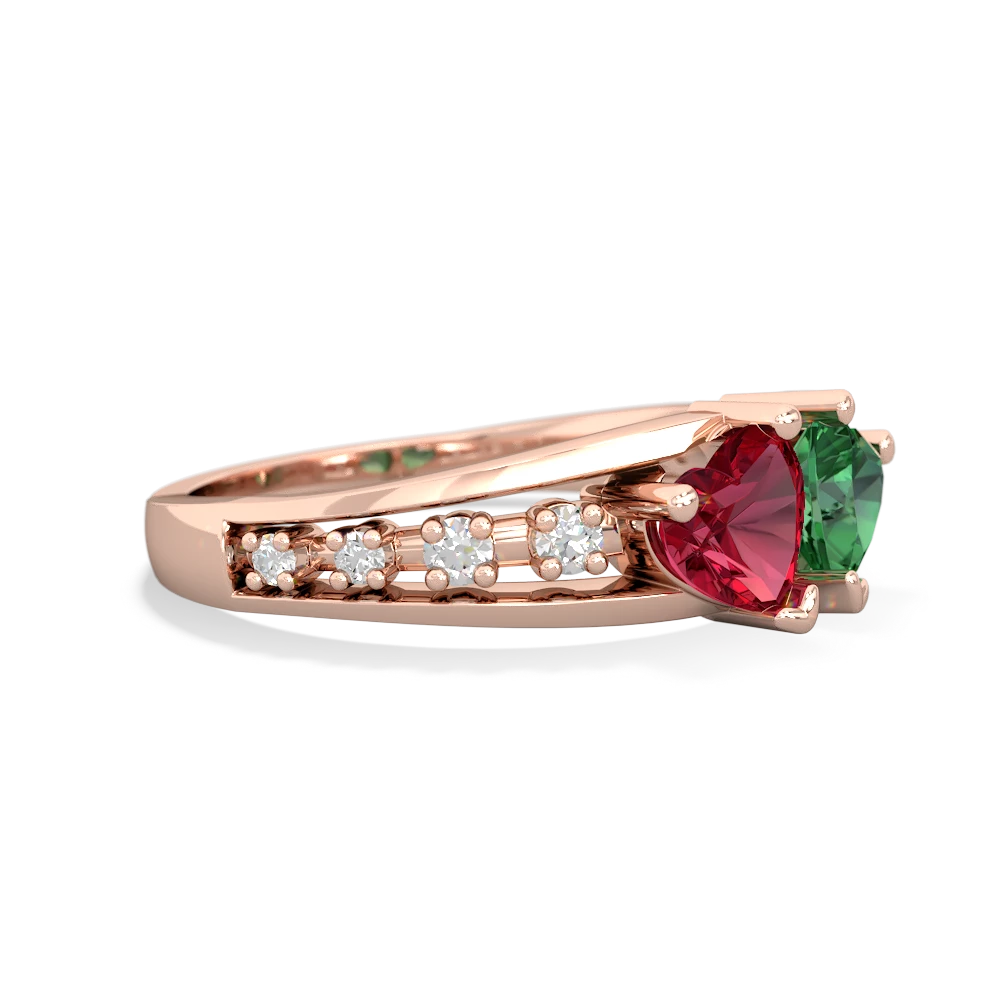 Lab Ruby Heart To Heart 14K Rose Gold ring R3342