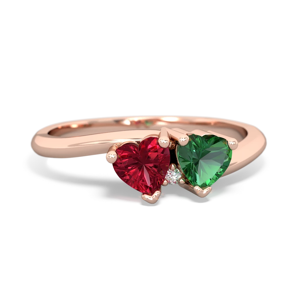 Lab Ruby Sweethearts 14K Rose Gold ring R5260