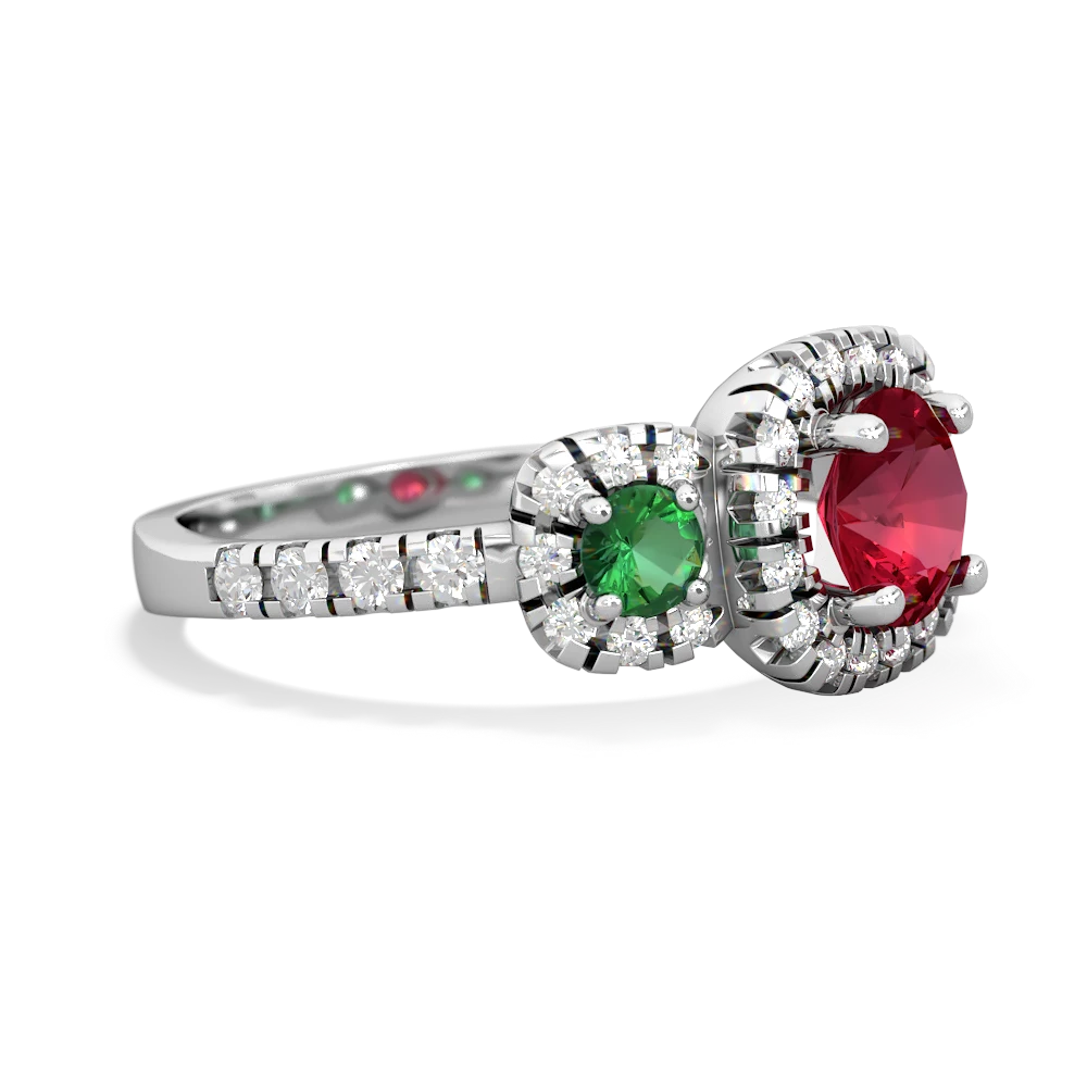 Lab Ruby Regal Halo 14K White Gold ring R5350