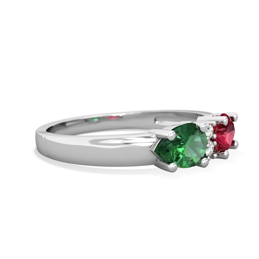 Lab Ruby Pear Bowtie 14K White Gold ring R0865