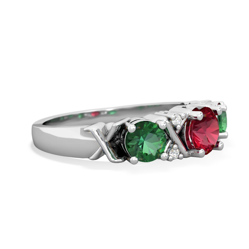 Lab Ruby Hugs And Kisses 14K White Gold ring R5016