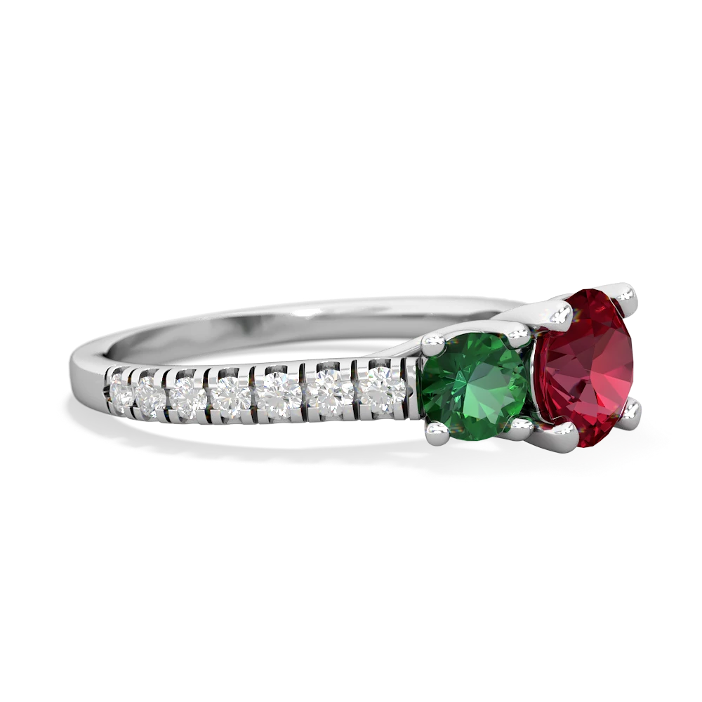 Lab Ruby Pave Trellis 14K White Gold ring R5500