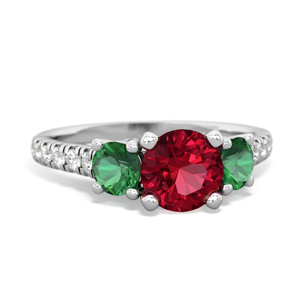 Lab Ruby Pave Trellis 14K White Gold ring R5500