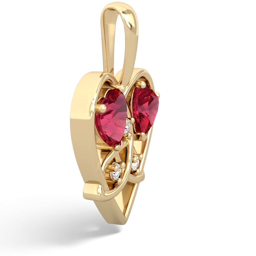 Lab Ruby Celtic Trinity Heart 14K Yellow Gold pendant P5331