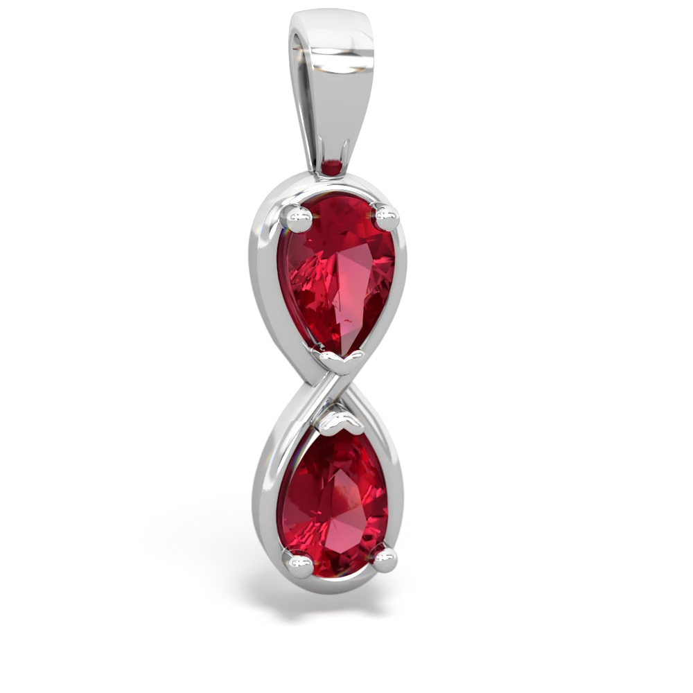 Lab Ruby Infinity 14K White Gold pendant P5050