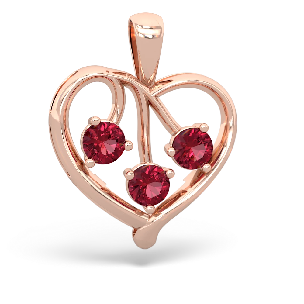 Ruby Glowing Heart 14K Rose Gold pendant P2233