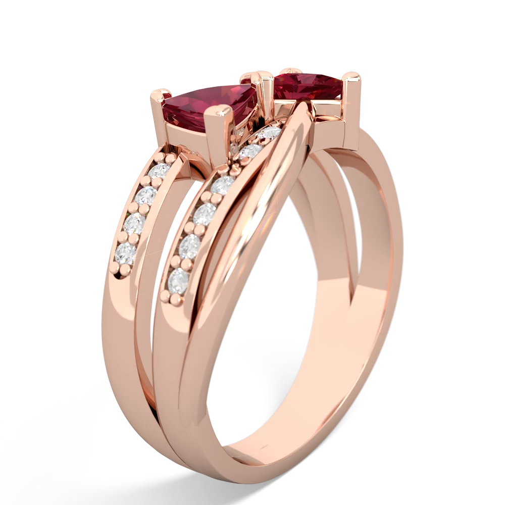 Lab Ruby Bowtie 14K Rose Gold ring R2360