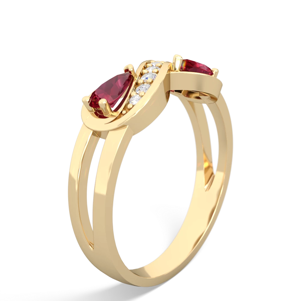 Lab Ruby Diamond Infinity 14K Yellow Gold ring R5390