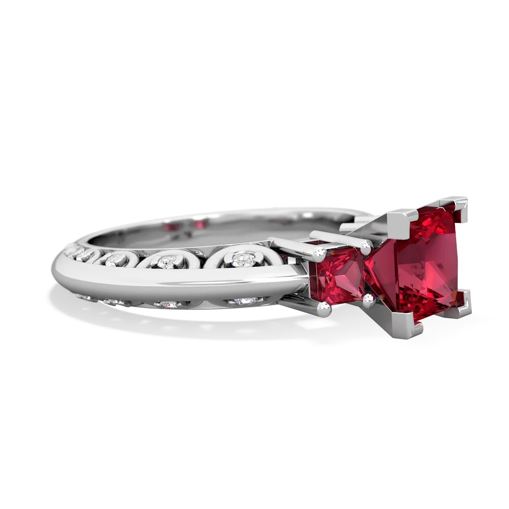 Garnet Eternal Embrace Engagement 14K White Gold ring C2001