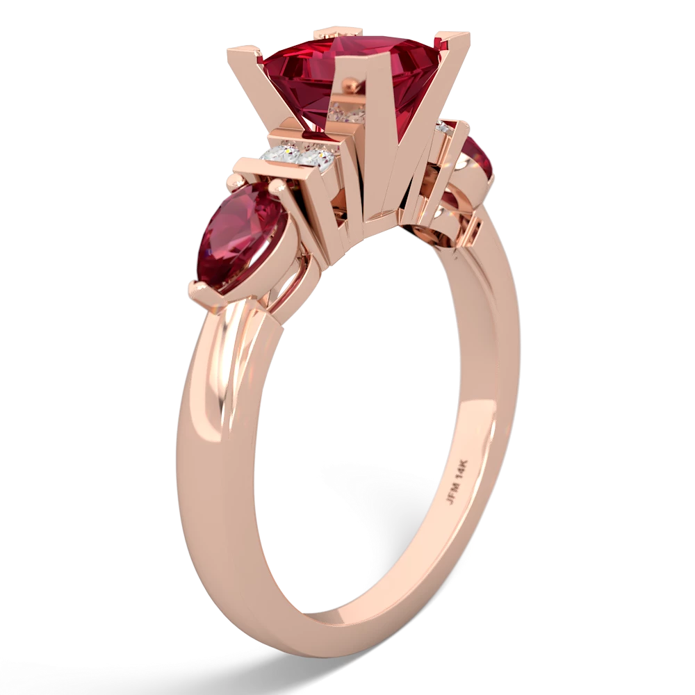 Pink Tourmaline 6Mm Princess Eternal Embrace Engagement 14K Rose Gold ring C2002