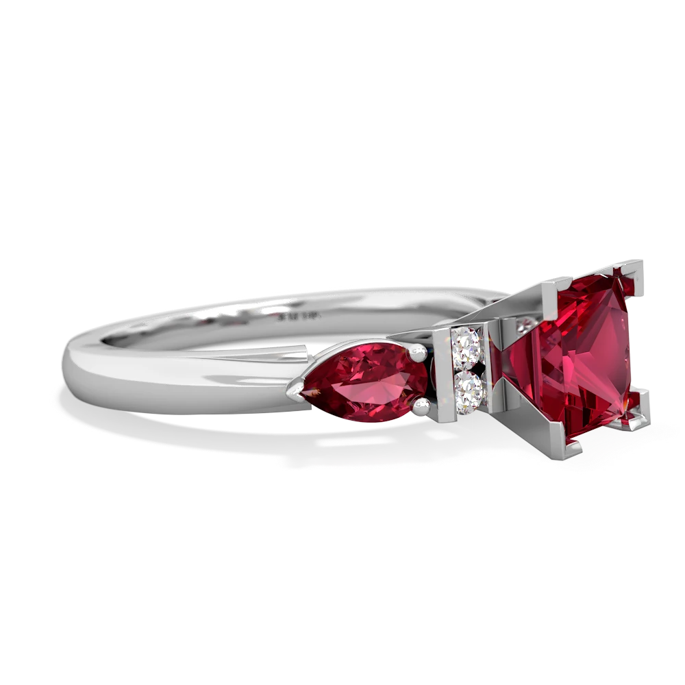 Lab Pink Sapphire 6Mm Princess Eternal Embrace Engagement 14K White Gold ring C2002