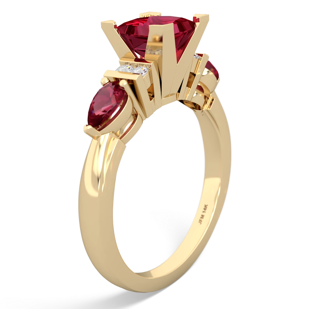 Lab Pink Sapphire 6Mm Princess Eternal Embrace Engagement 14K Yellow Gold ring C2002