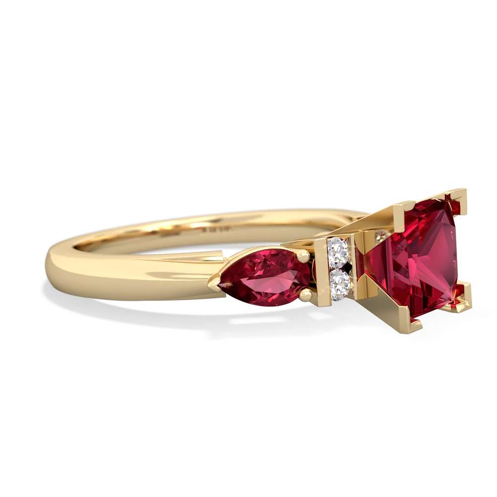 Garnet 6Mm Princess Eternal Embrace Engagement 14K Yellow Gold ring C2002