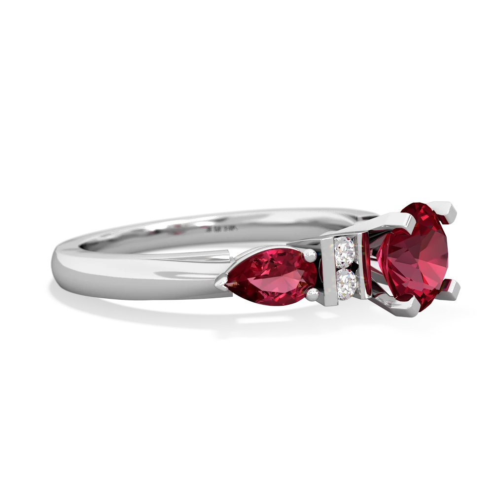 Lab Ruby 6Mm Round Eternal Embrace Engagement 14K White Gold ring R2005