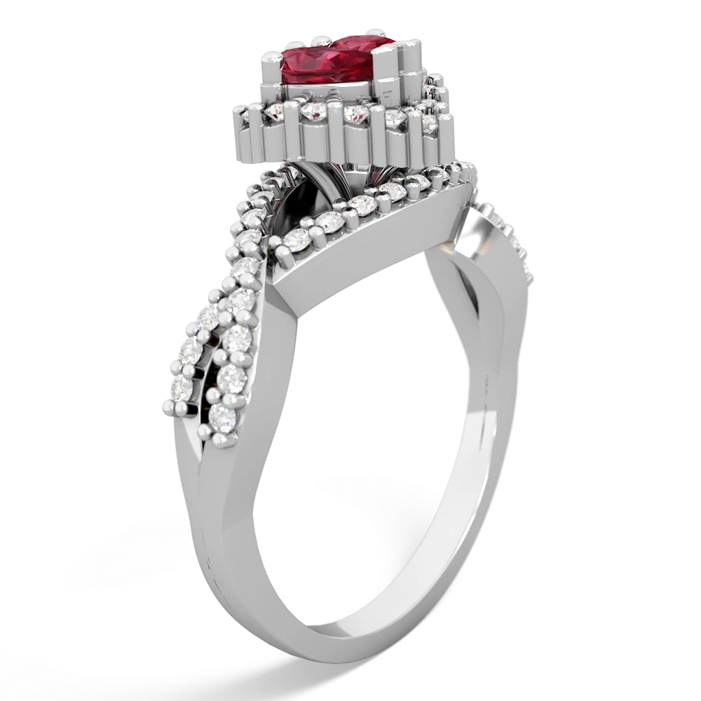 Lab Ruby Diamond Twist 'One Heart' 14K White Gold ring R2640HRT