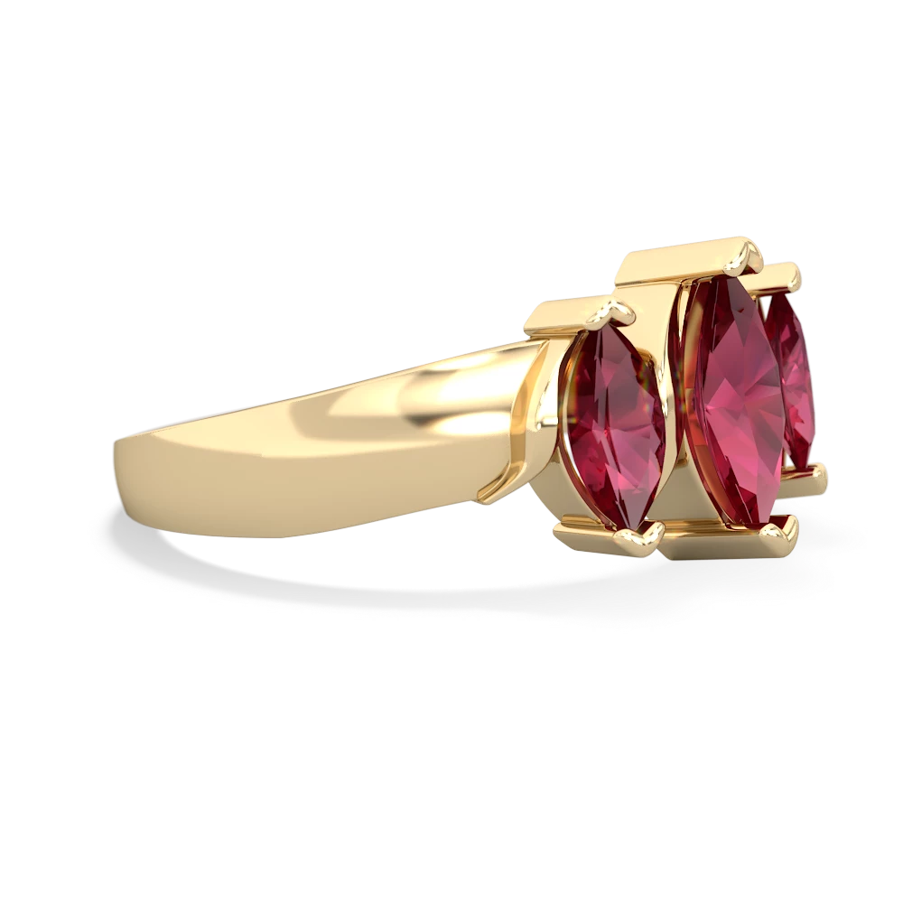 Lab Ruby Three Peeks 14K Yellow Gold ring R2433