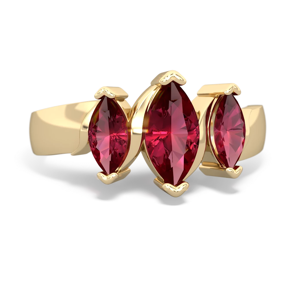 Pink Tourmaline Three Peeks 14K Yellow Gold ring R2433