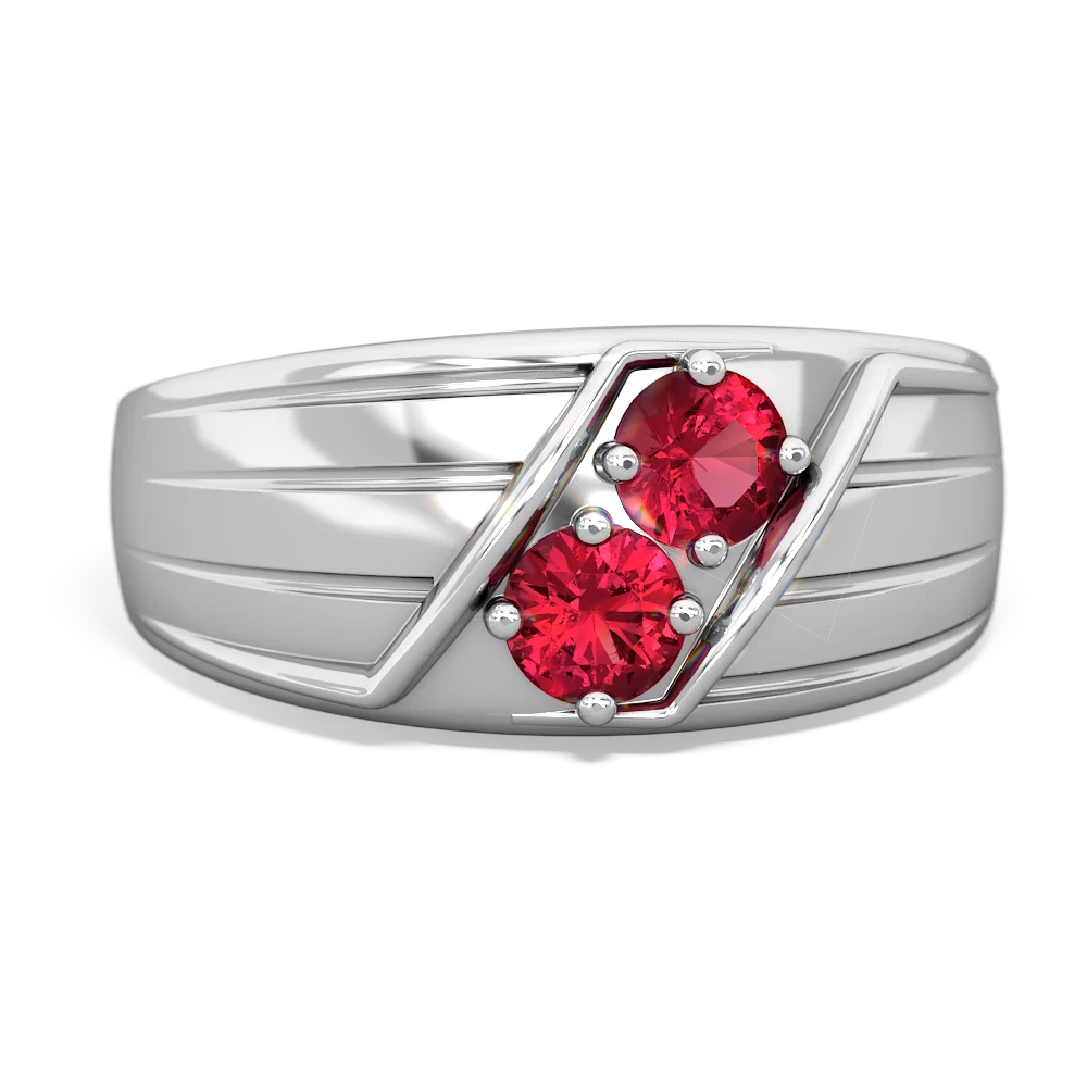 Lab Ruby Men's Streamline 14K White Gold ring R0460