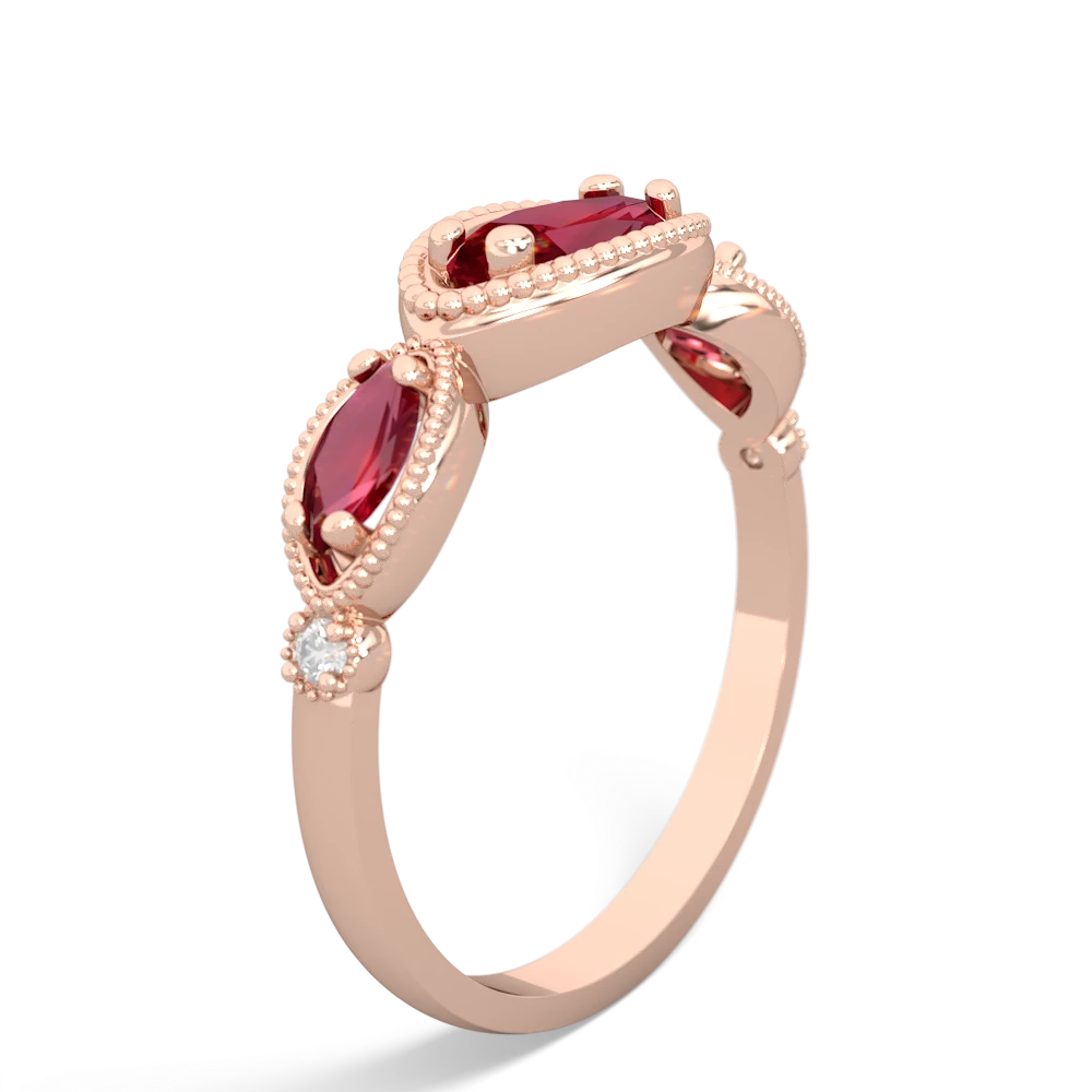 Ruby Milgrain Marquise 14K Rose Gold ring R5700