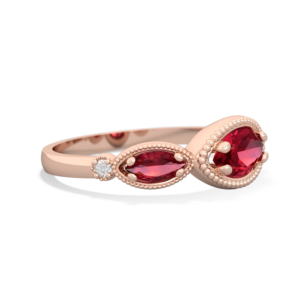 Lab Sapphire Milgrain Marquise 14K Rose Gold ring R5700