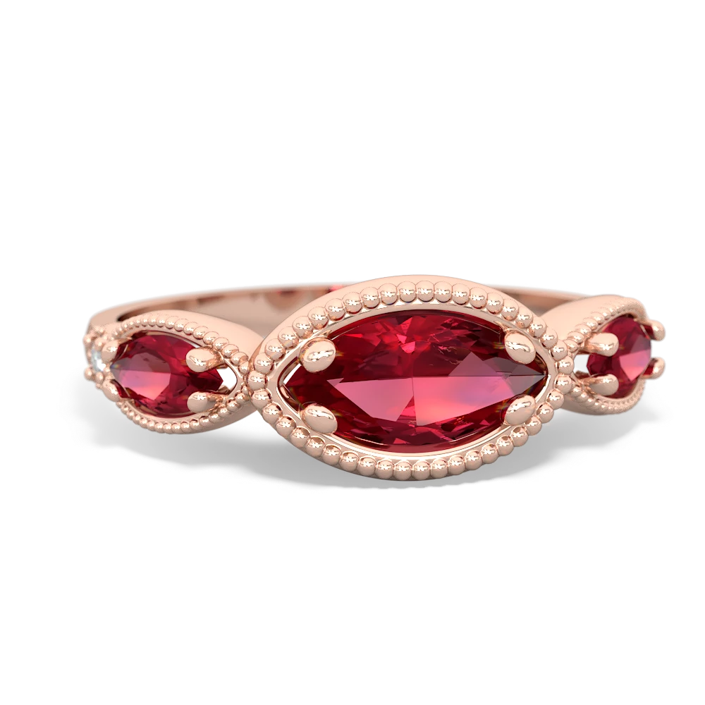 Pink Tourmaline Milgrain Marquise 14K Rose Gold ring R5700