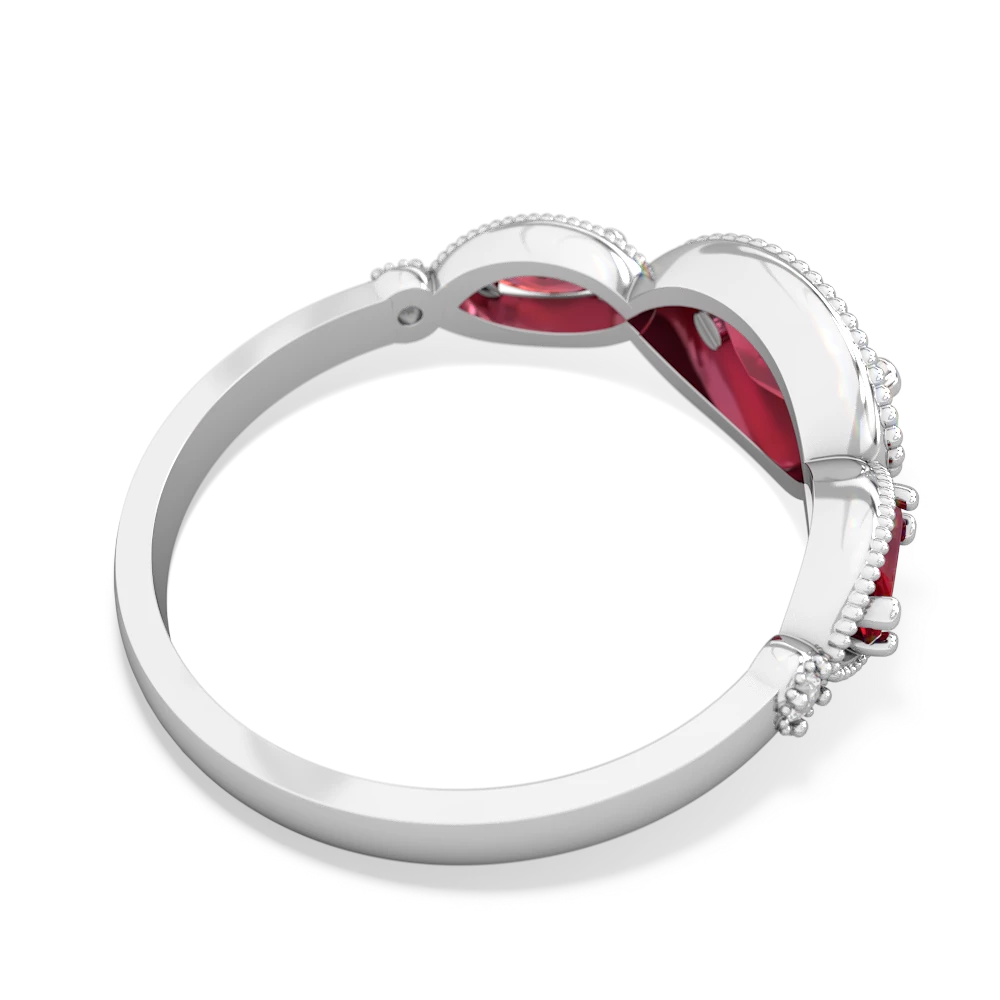 Pink Tourmaline Milgrain Marquise 14K White Gold ring R5700