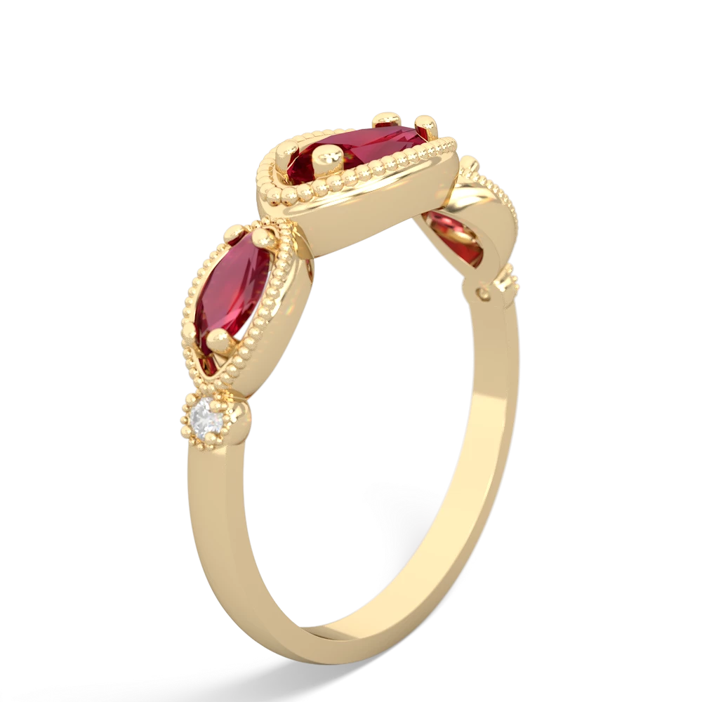 Lab Sapphire Milgrain Marquise 14K Yellow Gold ring R5700