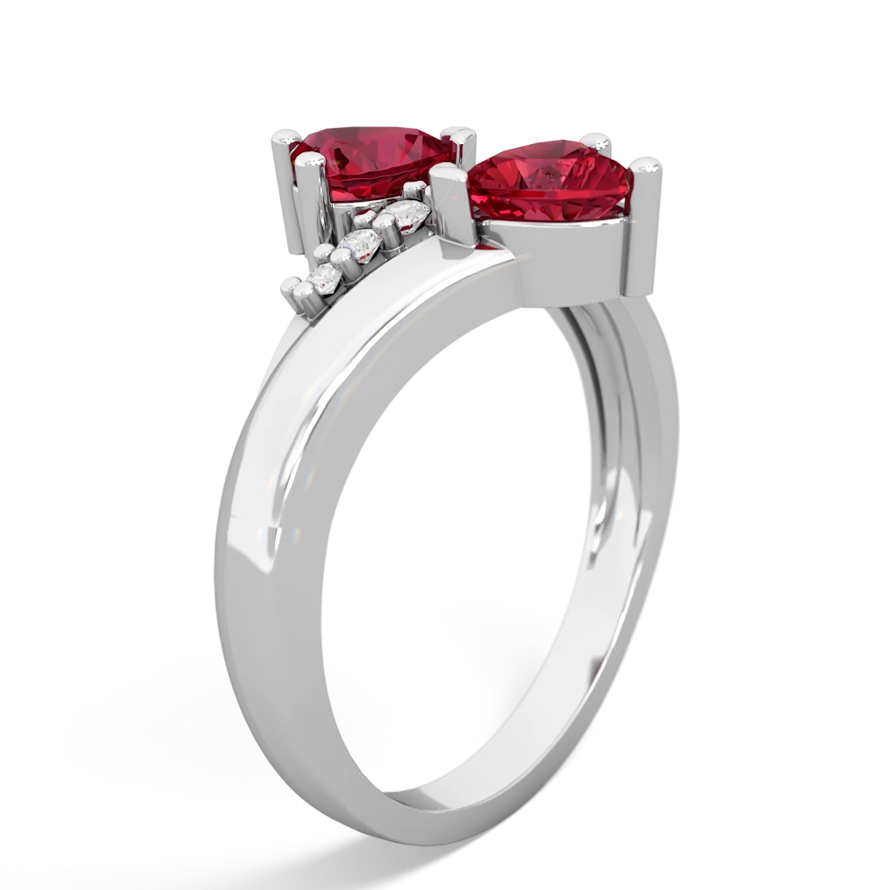 Lab Ruby Heart To Heart 14K White Gold ring R2064